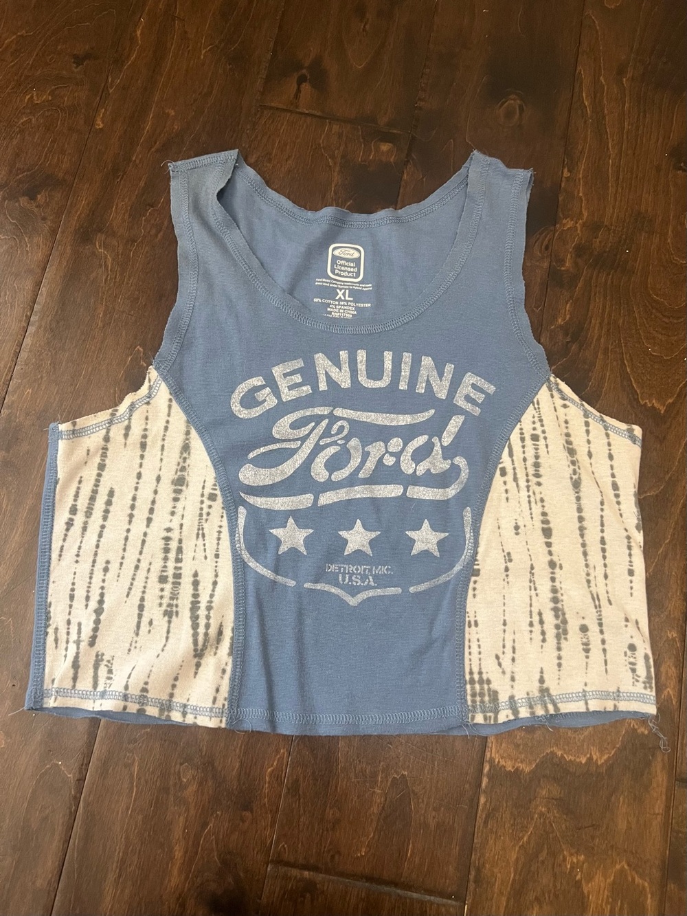 Ford Blue & Cream Cropped Graphic Tank Top